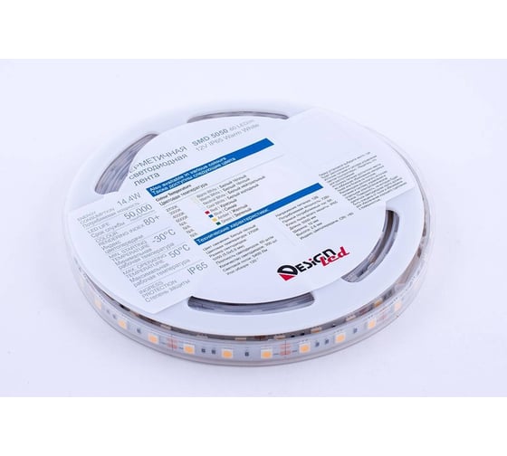 Светодиодная лента DesignLed DSG 5050 WW 60L-V12-IP65, 2700 K, 300 LED, 14.4W/m, LUX DSG560-12-WW-65