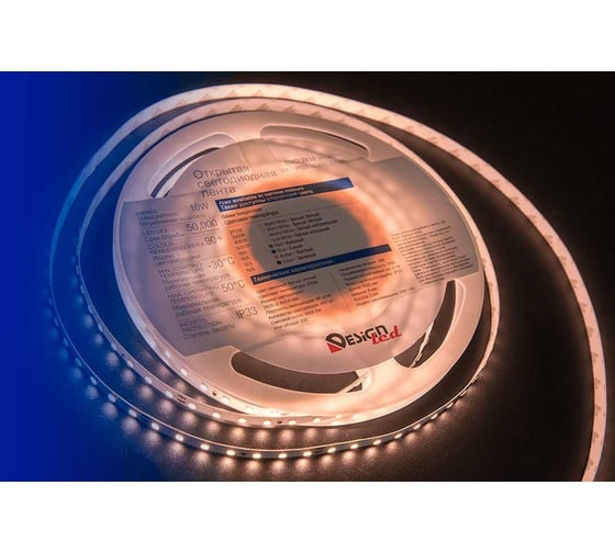 Светодиодная лента DesignLed DSG 2835 WW 98L-V24-IP33, 2700 K, 490 LED, 10W/m, LUX DSG298-24-WW-33