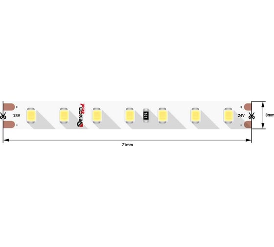 Светодиодная лента DesignLed DSG 2835 WW 98L-V24-IP33, 2700 K, 490 LED, 10W/m, LUX DSG298-24-WW-33
