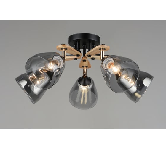 Потолочная люстра Мелодия Света SL4676-5 BK+Wood 000060408 1