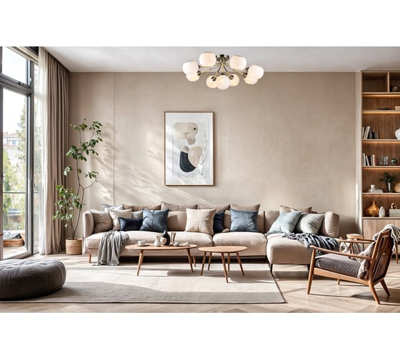 Потолочная люстра Мелодия Света SL9144-9 AB+Wood 000060416