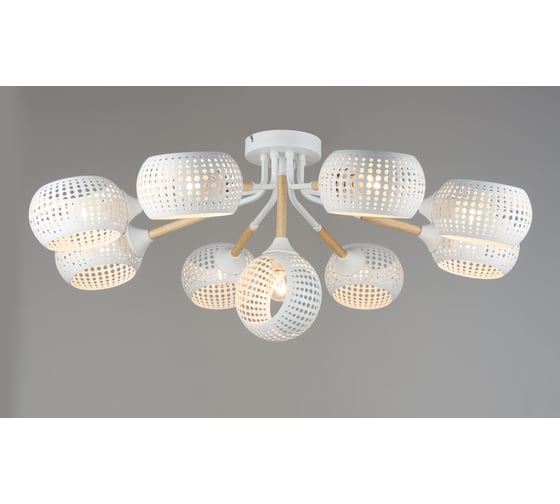 Потолочная люстра Мелодия Света SL7917-9 WT+Wood 000060413 1