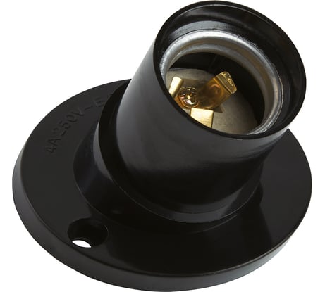 Потолочный косой патрон FERON Lh83 Е27, 250v, карболит, латунь, черный, размер 55x71 мм, 41043