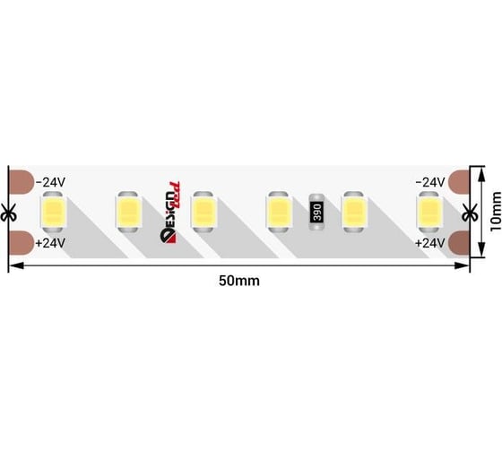 Светодиодная лента DesignLed DSG 2835 NW 120L-V24-IP33, 4000 K, 600 LED, 14,4W/m, LUX DSG2120-24-NW-33