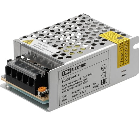 Блок питания для светодиодных лент и модулей 12v 36Вт TDM ELECTRIC 12В, IP20, металл SQ0331-0013