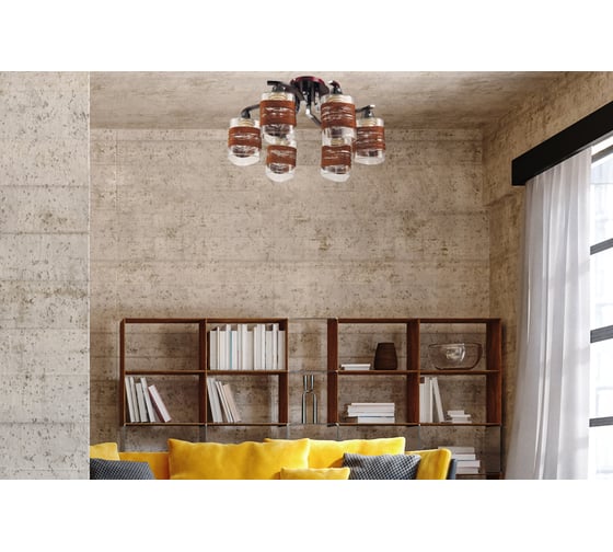 Люстра POWERLIGHT NADI 6хЕ27x60W хром/венге 1091/6-1BLK