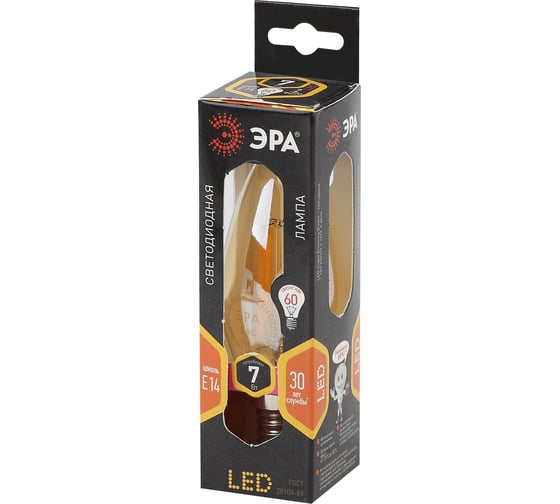 Светодиодная лампа ЭРА F-LED B35-7w-827-E14 gold Б0027964
