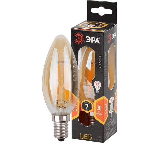 Светодиодная лампа ЭРА F-LED B35-7w-827-E14 gold Б0027964
