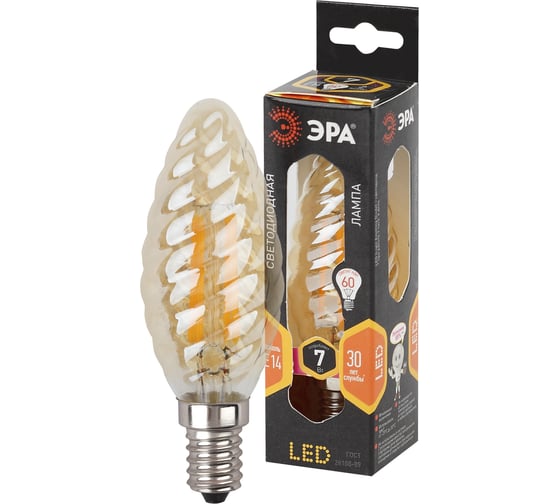 Светодиодная лампа ЭРА F-LED BTW-7w-827-E14 gold Б0027966