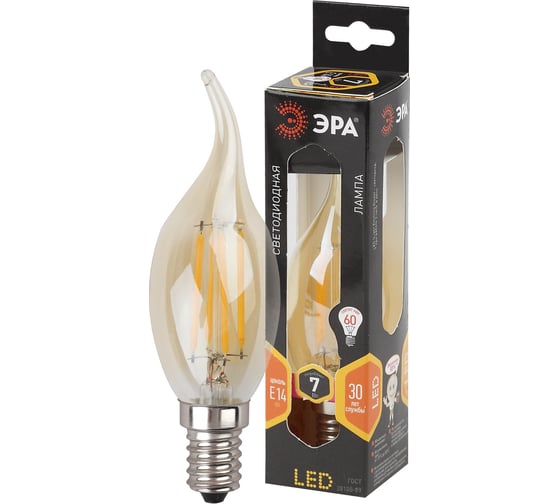 Светодиодная лампа ЭРА F-LED BXS-7w-827-E14 gold Б0027965
