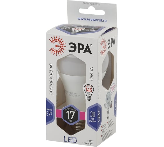 Светодиодная лампа ЭРА LED A60-17W-860-E27 Б0031701