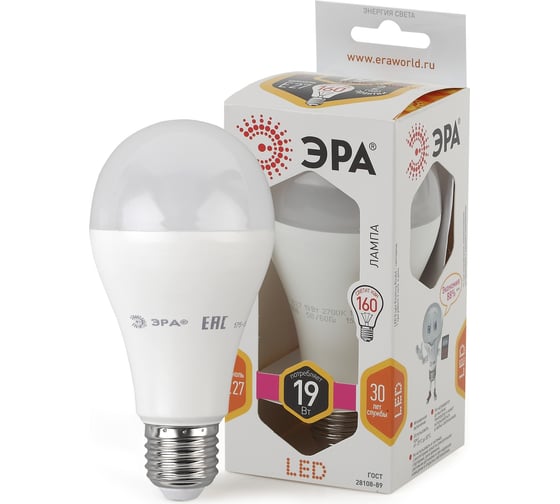 Светодиодная лампа ЭРА LED A65-19W-827-E27 Б0031702