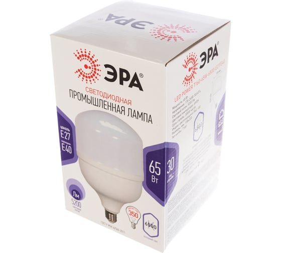 Светодиодная лампа ЭРА LED POWER T160-65W-6500-E27/E40 Е27/Е40, 65 Вт, колокол, холодный дневнoй свет Б0027924