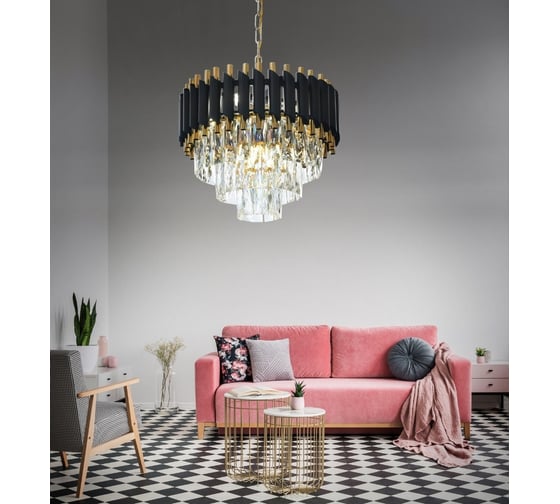 Хрустальная подвесная люстра Lumina Deco funneli LDP 6003-400 BK+F.GD
