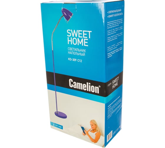 Напольный светильник-торшер Camelion KD-309 C12 фиолетовый 230V 40W E27 12334