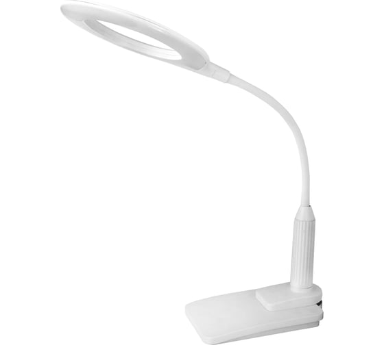Настольный светильник Camelion KD-814 C01 белый, LED, основание+струбцина, 7Вт, 230В, сенсорное включение, 4 уровня яркости, 450Лм, 4000К 12845