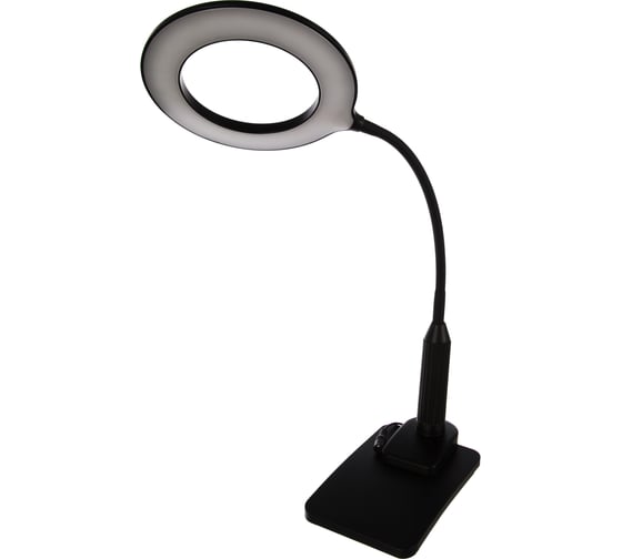 Настольный светильник Camelion KD-814 C02 черный, LED, основание+струбцина, 7Вт, 230В, сенсорное включение, 4 уровня яркости, 450Лм, 4000К 12846