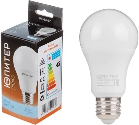Светодиодная лампа ЮПИТЕР E27 Люкс A60 15 Вт 5000К JP5160-52