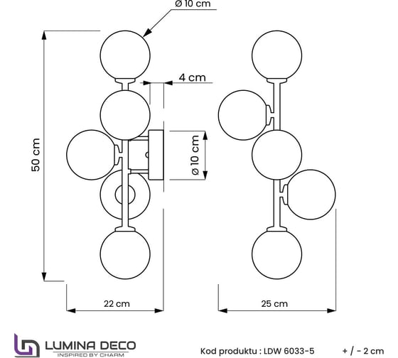 Бра Lumina Deco marsiada LDW 6033-5 CHR