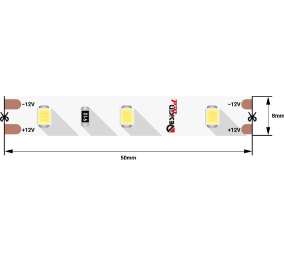 Светодиодная лента DesignLed DSG 2835 W 60L-V12-IP33, 6000 K, 300 LED, 7,2W/m, LUX DSG260-12-W-33