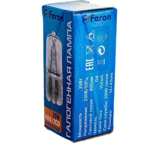 Галогенная лампа FERON 35W 230V JCD/G4, HB6-G4 02113