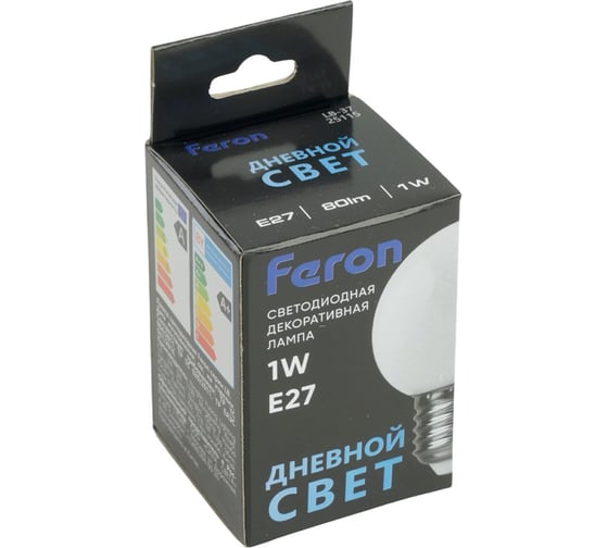 Светодиодная лампа FERON 1W 230V E27 6400K, LB-37 25115