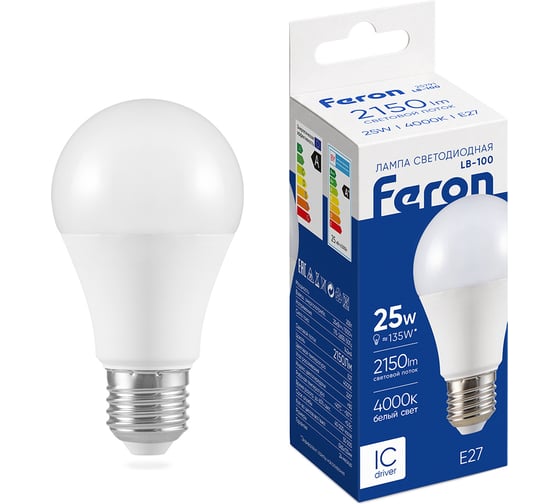 Светодиодная лампа FERON 25W 230V E27 4000K, LB-100 25791