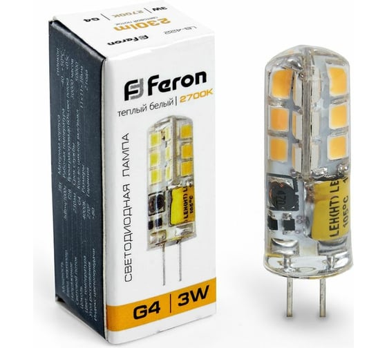 Светодиодная лампа FERON 3W 12V G4 2700K, LB-422 25531
