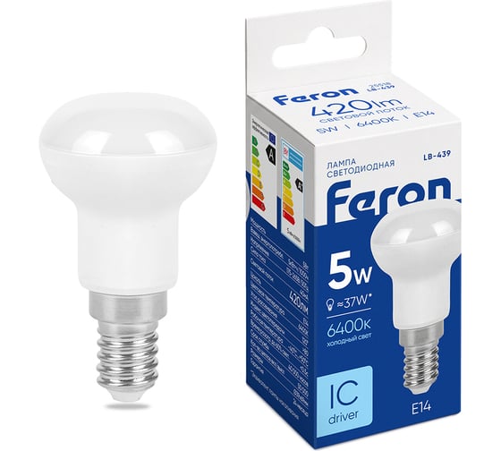 Светодиодная лампа FERON 5W 230V E14, 6400K, LB-439 25518