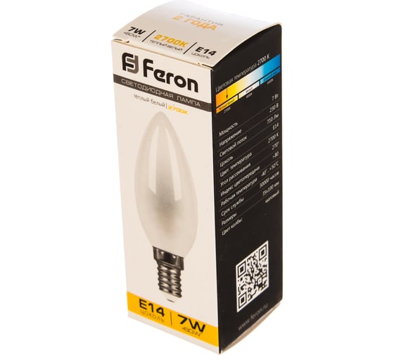 Светодиодная лампа FERON 7W 230V E14 2700K матовая, LB-66 25785
