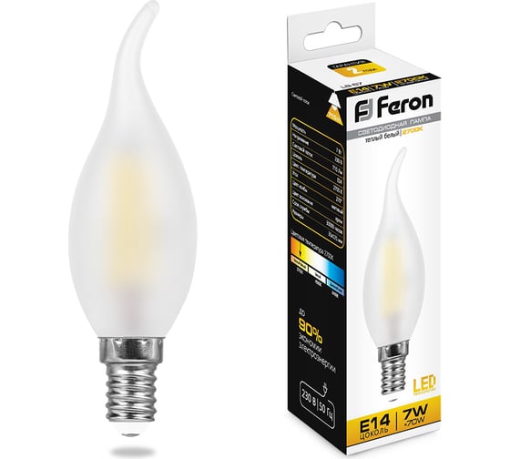 Светодиодная лампа FERON 7W 230V E14 2700K матовая, LB-67 25786