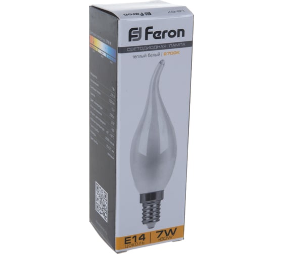 Светодиодная лампа FERON 7W 230V E14 2700K матовая, LB-67 25786
