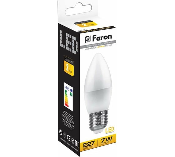 Светодиодная лампа FERON 7W 230V E27 2700K, LB-97 25758