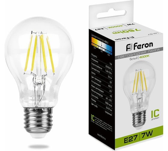 Светодиодная лампа FERON 7W 230V E27 4000K, LB-57 25570 1