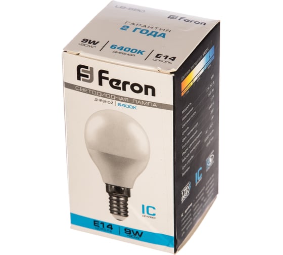 Светодиодная лампа FERON 9W 230V E14 6400K, LB-550 25803