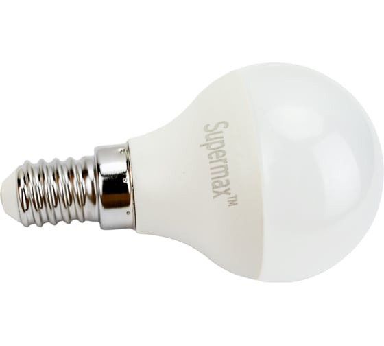 Светодиодная лампа Supermax LED 10Вт Шар 220В E14 6400K, Sup_LED10wGL45E1464