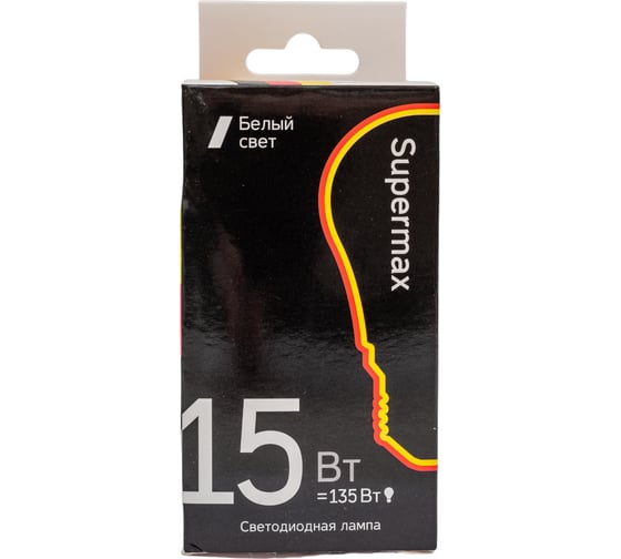 Светодиодная лампа Supermax LED 15Вт A60 220В E27 4000K, Sup_LED15wA60E2740