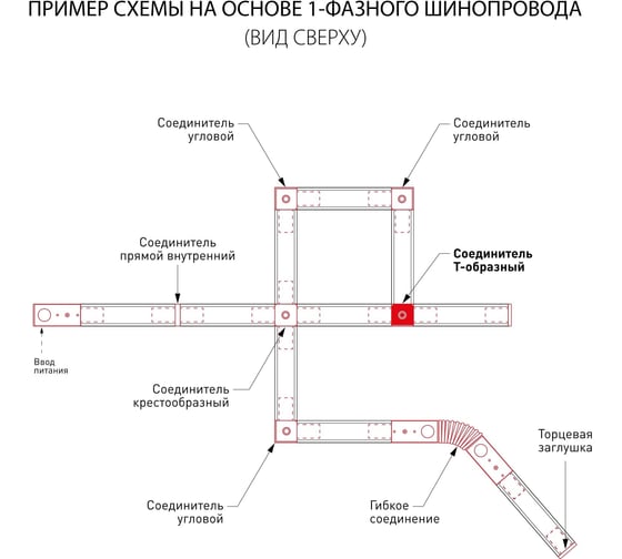 Электрический соединитель Elektrostandard TRC-1-1-T-BK коннектор Т-образный для однофазного шинопровода (черный) a039510