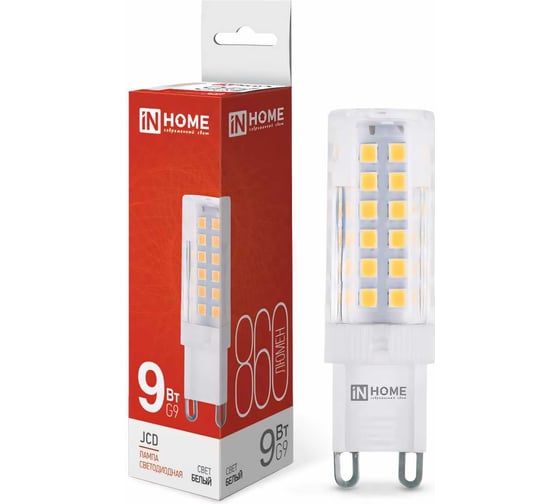 Светодиодная лампа IN HOME LED-JCD 9Вт 230В G9 4000К 860Лм 4690612036380 27974726