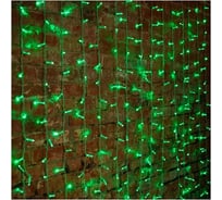 Гирлянда Neon-Night дождь, занавес, 2х1.5м, прозрачный ПВХ, 192 LED зеленые, 12 LED/нить, 16 нитей 235-304-6