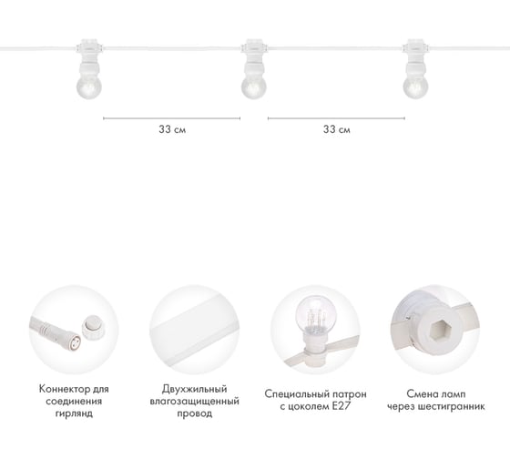 Набор Neon-Night Белт-Лайт 10м, белый каучук, 30 ламп х 6 LED, белый, IP65 331-305
