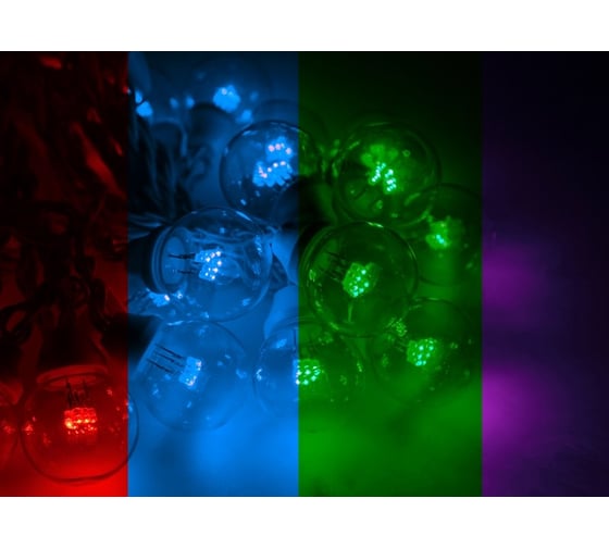 Гирлянда Neon-Night LED Galaxy Bulb String 10м, белый каучук, 30 ламп х 6 LED мульти 331-309