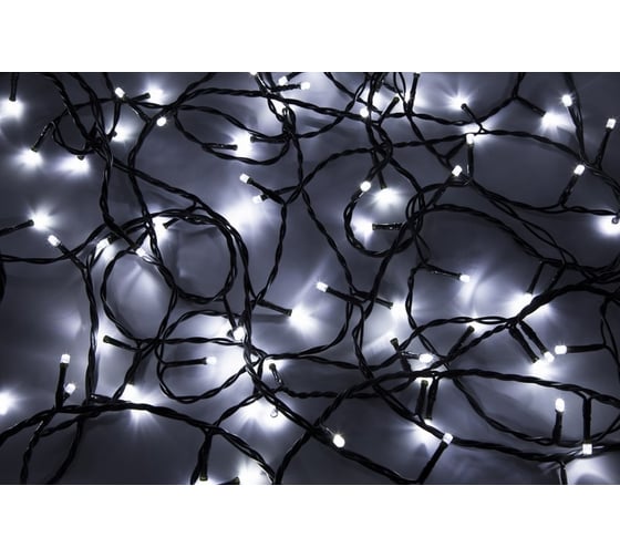 Гирлянда-нить Neon-Night 10м, черный ПВХ, 100 LED Белые/мульти 303-155