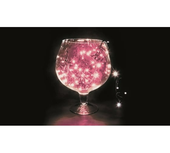 Гирлянда Neon-Night твинкл 10м, черный ПВХ, 100 LED Розовые 303-152 1