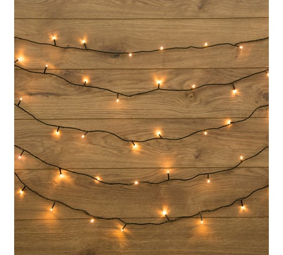 Гирлянда-нить Neon-Night 10 м, темно-зеленый ПВХ, 80 LED Тепло-белые 303-046 1