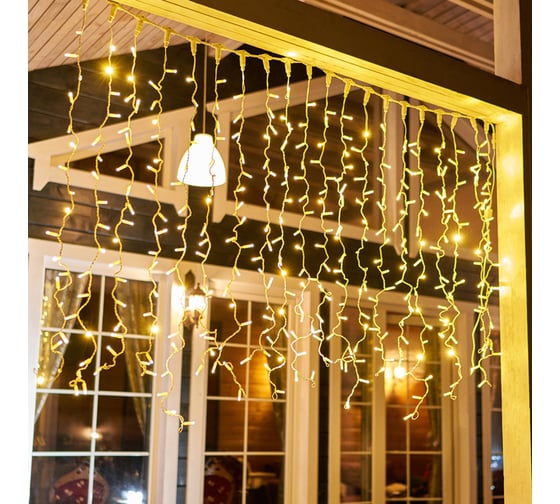 Гирлянда Neon-Night Занавес 2x1,5м, 300 LED теплый белый, белый ПВХ, IP65, без блока питания 235-116