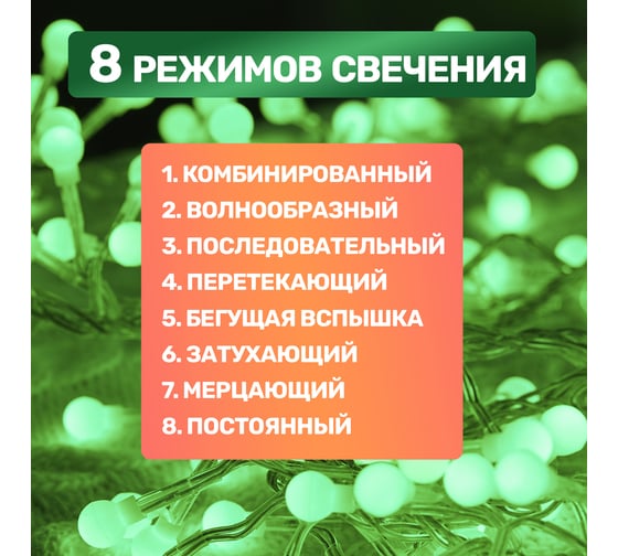 Гирлянда Neon-Night Мишура 6м, прозрачный ПВХ, 576 LED Зеленые 303-614