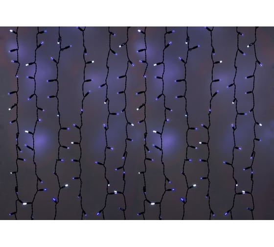 Гирлянда Neon-Night дождь, занавес, 2х1.5м, черный ПВХ, мерцающий "Flashing", 360 LED синие 235-233 1
