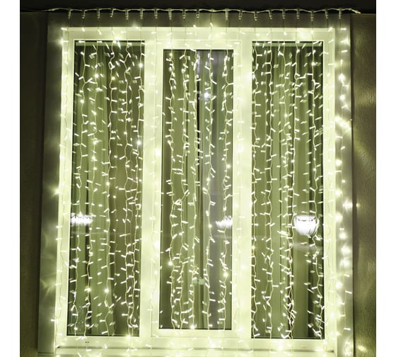 Гирлянда Neon-Night дождь, занавес, 2х3м, прозрачный ПВХ, 760 LED золото 235-158