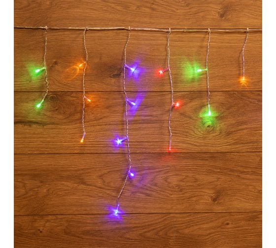 Гирлянда Neon-Night  Айсикл (бахрома) 1,8x0,5 м, прозрачная, 48 LED мультиколор, IP20 255-019